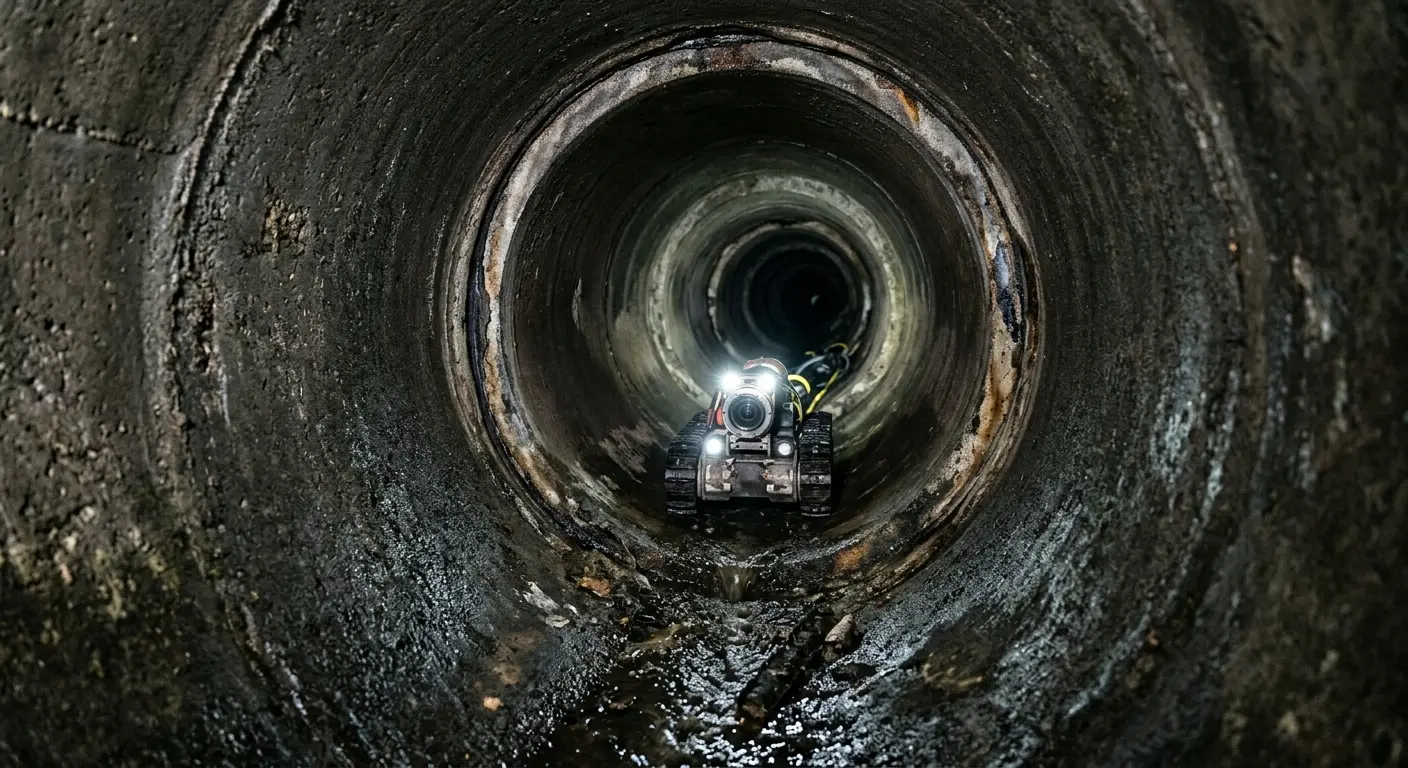 Robotic sewer camera inspecting pipe interior for Sewer Line Repair in Corcoran